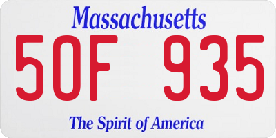 MA license plate 5OF935