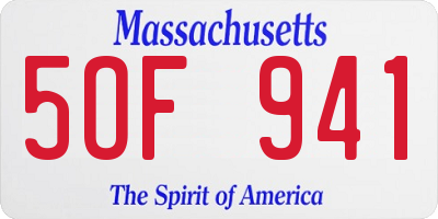 MA license plate 5OF941