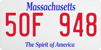 MA license plate 5OF948