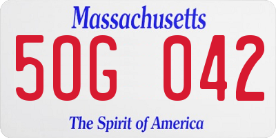 MA license plate 5OG042