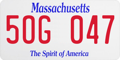 MA license plate 5OG047