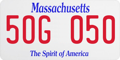 MA license plate 5OG050