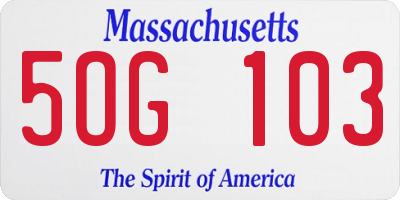 MA license plate 5OG103