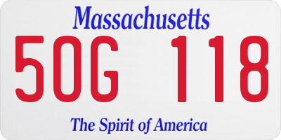 MA license plate 5OG118