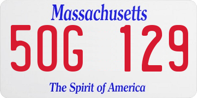 MA license plate 5OG129