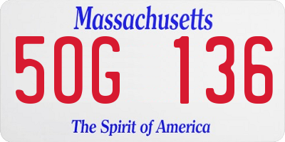 MA license plate 5OG136