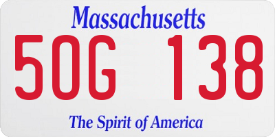 MA license plate 5OG138