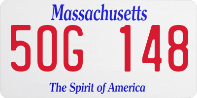 MA license plate 5OG148