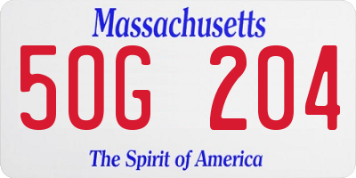 MA license plate 5OG204