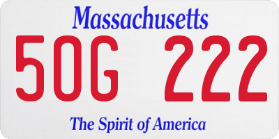 MA license plate 5OG222
