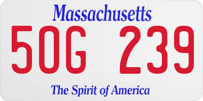 MA license plate 5OG239