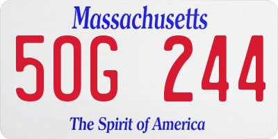 MA license plate 5OG244