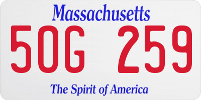 MA license plate 5OG259