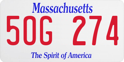 MA license plate 5OG274