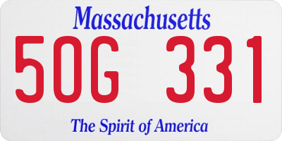 MA license plate 5OG331