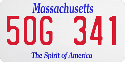 MA license plate 5OG341