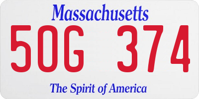 MA license plate 5OG374