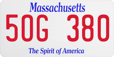 MA license plate 5OG380