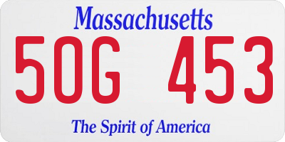 MA license plate 5OG453