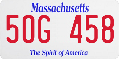 MA license plate 5OG458