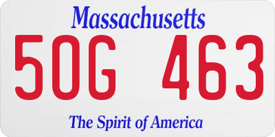MA license plate 5OG463