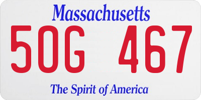 MA license plate 5OG467