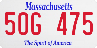 MA license plate 5OG475