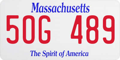 MA license plate 5OG489