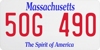 MA license plate 5OG490