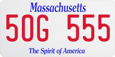 MA license plate 5OG555