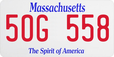MA license plate 5OG558
