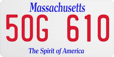 MA license plate 5OG610