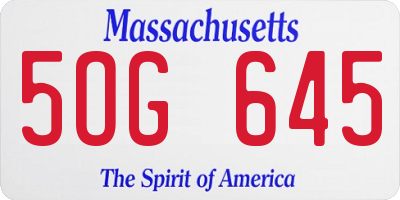 MA license plate 5OG645