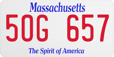 MA license plate 5OG657