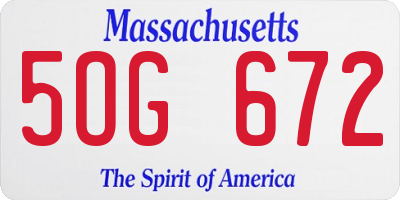MA license plate 5OG672