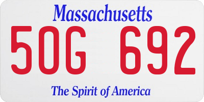 MA license plate 5OG692