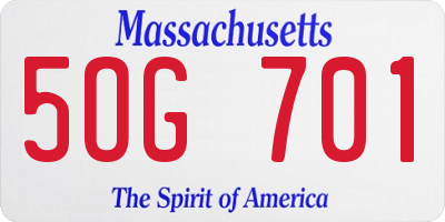 MA license plate 5OG701