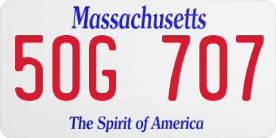 MA license plate 5OG707