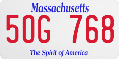 MA license plate 5OG768