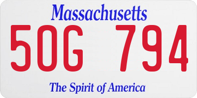 MA license plate 5OG794