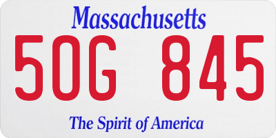 MA license plate 5OG845