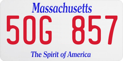 MA license plate 5OG857