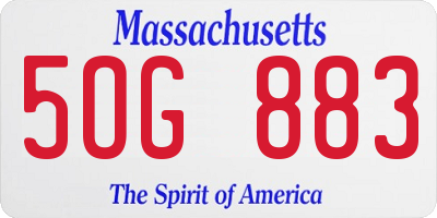 MA license plate 5OG883