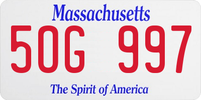 MA license plate 5OG997