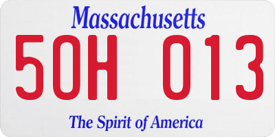 MA license plate 5OH013