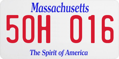 MA license plate 5OH016