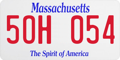 MA license plate 5OH054