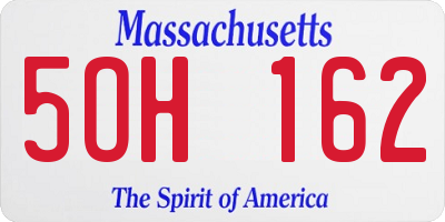 MA license plate 5OH162
