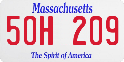 MA license plate 5OH209