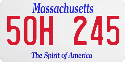 MA license plate 5OH245
